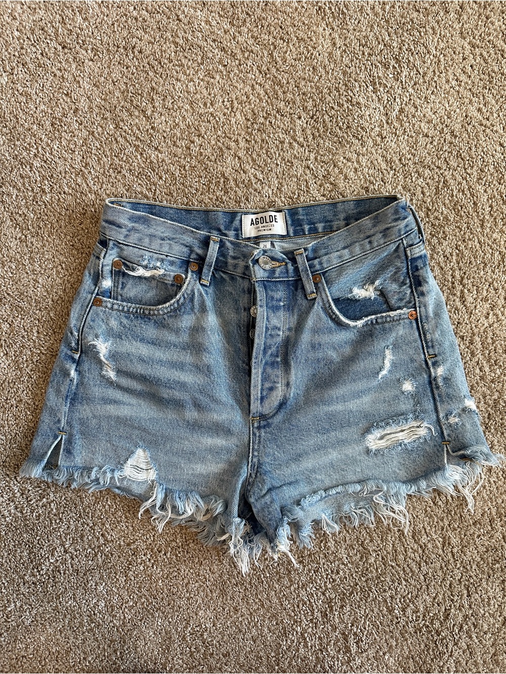Agolde Jaden Denim Distressed Shorts - Size 26